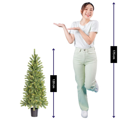 Nagoya Kerstboom Led Groen Warm Wit 80L 212 Tips Battery Operated En Timer - H120Xd60Cm
