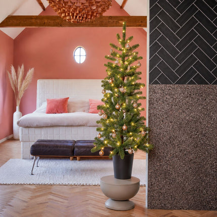 Nagoya Kerstboom Led Groen Warm Wit 80L 212 Tips Battery Operated En Timer - H120Xd60Cm