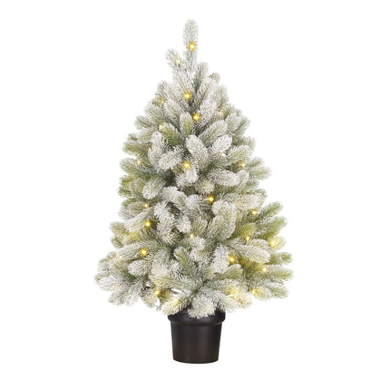 Nagoya Kerstboom Potted Led Groen Frosted 50L Tips 175 Battery Operated En Timer - D42Cm