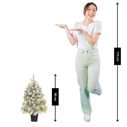 Nagoya Kerstboom Potted Led Groen Frosted 50L Tips 175 Battery Operated En Timer - D42Cm