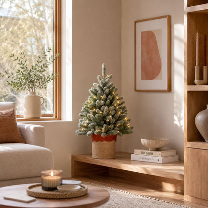 Nagoya Kerstboom Potted Led Groen Frosted 50L Tips 175 Battery Operated En Timer - D42Cm