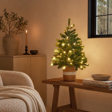 Nagoya Potted Artificial Christmas Tree With Led Lights - H90 X Ø55 Cm - Green