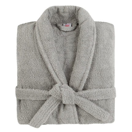 Luxe Zilveren Badjas M/L - Hotelkwaliteit - 100% Katoen - Oeko-Tex Gecertificeerd - Zachte Badstof - Met Ceintuursluiting en Zakken