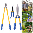 Cheqo® Tuingereedschapset - Snoeigereedschap Set - 3-delige Set - Takkenschaar - Snoeischaar - Heggenschaar - Ergonomische Handgrepen - Afglijdbeveiliging - Inwendige Veer - Tuinwerkzaamheden - Tuingereedschap voor Tuinliefhebbers - Tuinonderhoud Tuingereedschapset