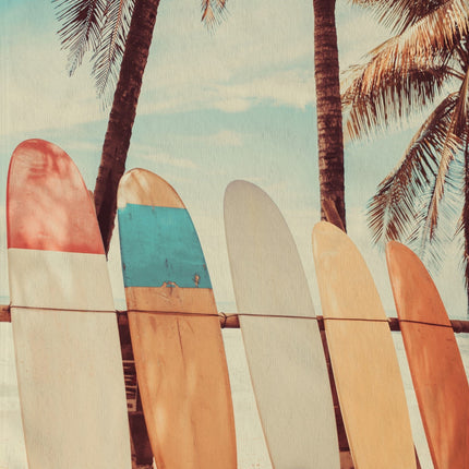 Strandlaken 100x180 cm - Surfplanken en Palmbomen Print - Multi - Poly Velours - Good Morning