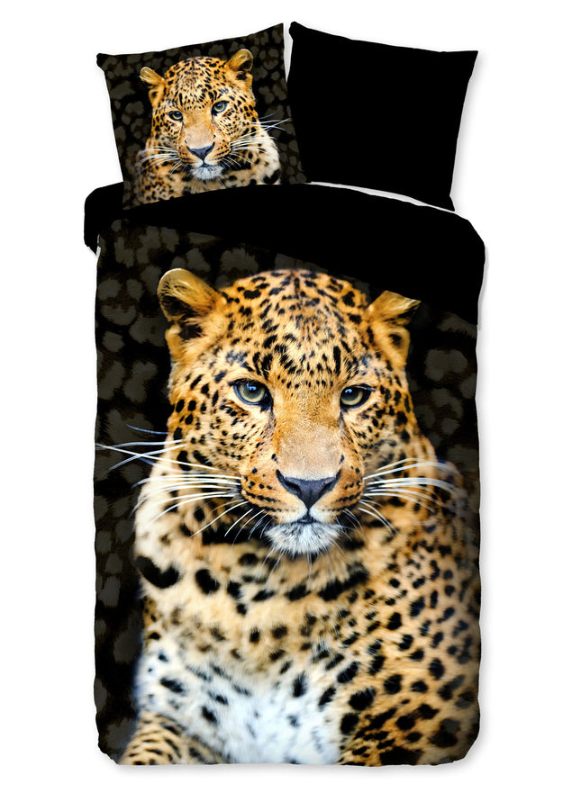 Luxe Microfiber Dekbedovertrek 140x200/220 cm - Luipaard Print - Zwart - 1 Persoons - Oeko-Tex Gecertificeerd