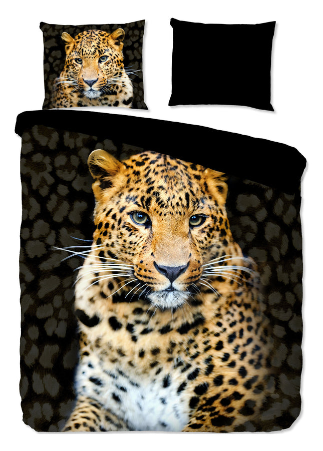 Luxe Microfiber Dekbedovertrek 240x220 cm - Luipaard Print - Zwart - 2 Persoons - Oeko-Tex Gecertificeerd