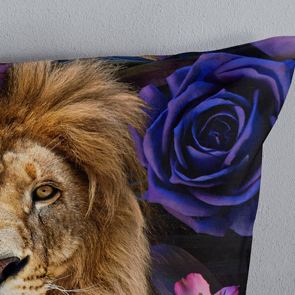 1 Persoons Dekbedovertrek 140x220 cm - Leeuw en Bloemen Print - Multi - Luxe Microfiber - Oeko-Tex Gecertificeerd