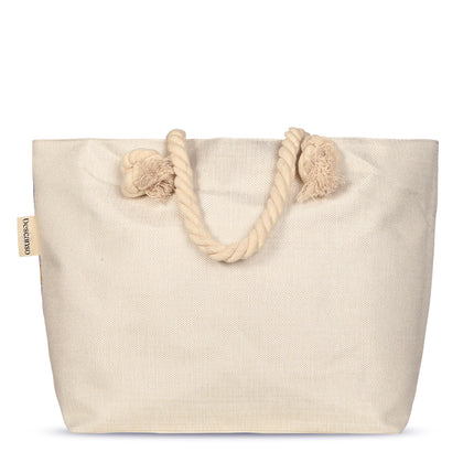 Strandtas met Bloemenprint - 43x60 cm - Petrol - Oeko-Tex Gecertificeerd - 100% Polyester Linnen