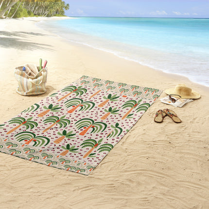 Strandlaken voor Kinderen 100x180 cm - Tropische Palmboom Print - Zandkleur - Oeko-Tex Gecertificeerd - Good Morning