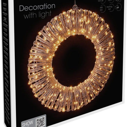 Verlichte Kerstkrans - 38 Cm - 400 Led