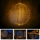 Cheqo® LED Kerstbal - Kerstverlichting Voor Buiten - Warm Witte LED-Lampjes - Verlichte Bal - Timerfunctie - Buitengebruik - Kerst Tuinverlichting - Hangende LED Bollen - Zwarte Metalen Frame - Kerstfiguur - Kerstdecoratie