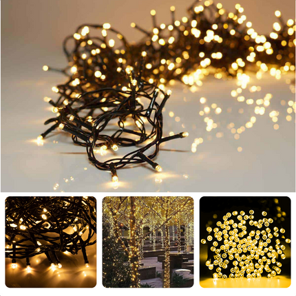 Cheqo® Kerstverlichting - Kerstboomverlichting - Kerstlampjes - Sfeerverlichting - LED Verlichting - Voor Binnen en Buiten - Tuinverlichting - Feestverlichting - Lichtsnoer - Microcluster - 700 LED's - 14M - Extra Warm Wit - Timer - 8 Lichtfuncties Kerstboomverlichting
