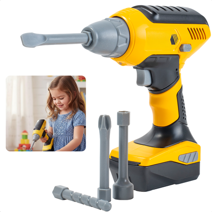 Cheqo® Speelgoed Schroefmachine - Schroefmachine Met Licht - Schroefmachine Met Geluid - ABS Materiaal - Werkt Op Batterijen - Met 4 Bits - Kindergereedschap - Doe-Het-Zelf Speelgoed - Educatief Speelgoed