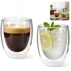 Cheqo® Dubbelwandige Cappuccino Glazen - Cappuccino Glazen - Dubbelwandige Koffieglazen - Dubbelwandige Glazen - Koffieglazen