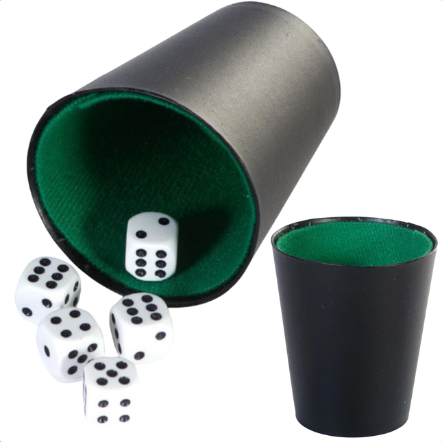 Cheqo® Pokerbeker - Beker voor Dobbelstenen - Dobbelbeker - Dobbelstenen Beker - Zwart