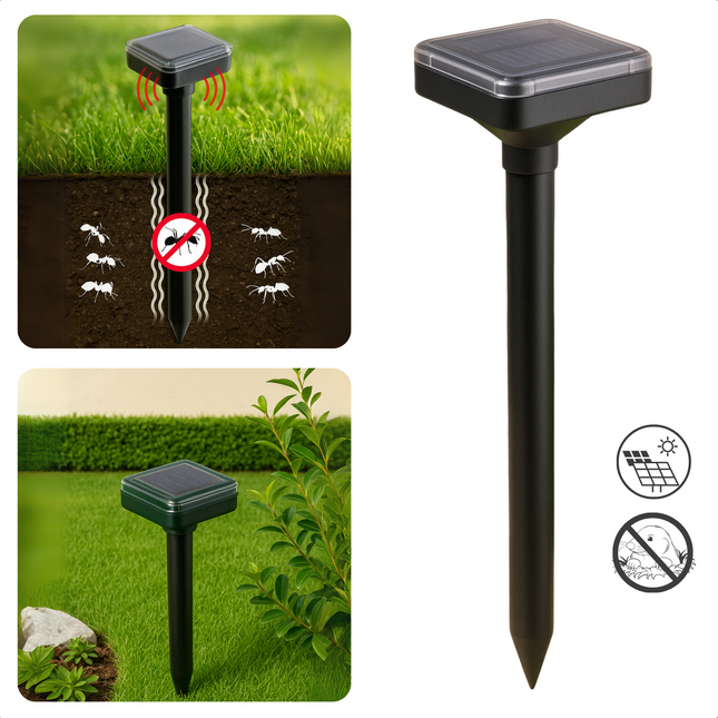 Cheqo® Mollenverjager Solar - Diervriendelijk Mollen Verjager - Ultrasone Ongediertebestrijder - Mollenbestrijding Zonne Energie