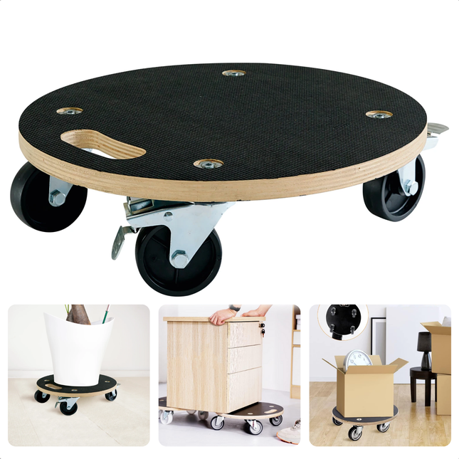 Cheqo® meubelroller met anti-slip, zwenkwielen, 38 cm diameter, geschikt voor 250 kg, ideaal voor zware meubels verplaatsen.