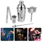 Cheqo® Complete Cocktailset - RVS - Cocktailshaker Set  - 5-delige Set - Cocktail Shaker - Cadeau voor Man - Cadeau voor Vrouw - Bar Shaker Set - Lange Levensduur cocktailsets