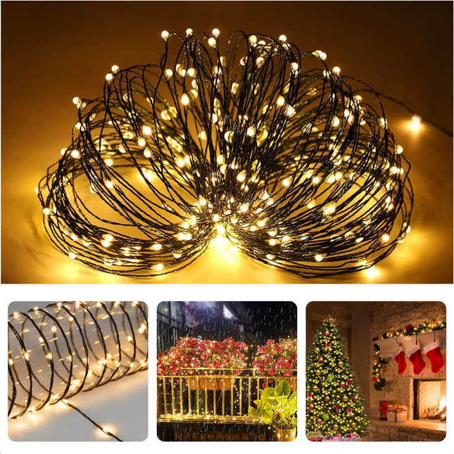 Cheqo® LED Verlichting 240 LED - 18 meter - Extra Warm Wit - Flexibel Snoer - Voor Binnen en Buiten - 8 Lichtfuncties - Energiezuinig - IP44 - Kerstverlichting voor Kerstbomen - Vensterbanken - Tuinhagen - Sfeerverlichting - Lichtsnoer Kerstboomverlichting