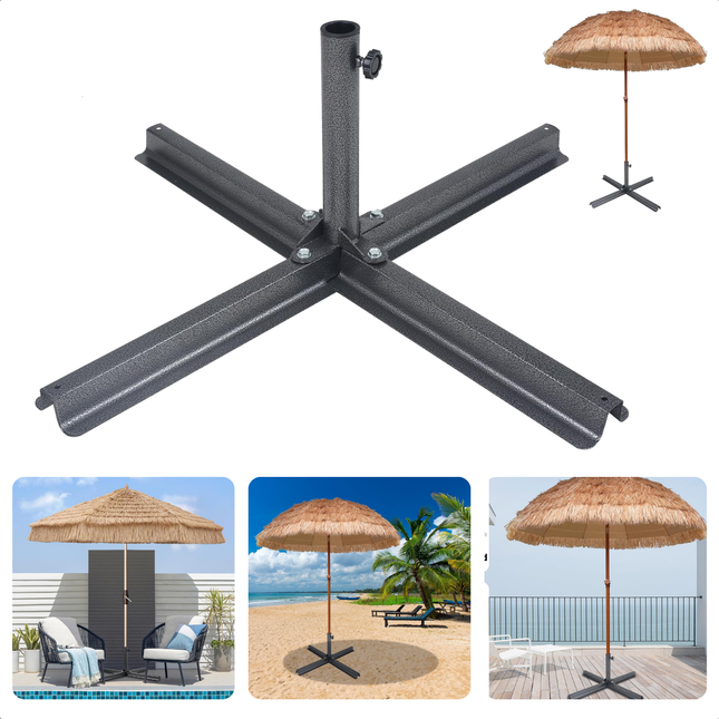 Cheqo® Parasolvoet Metaal - Verstelbare Kruisvoet Standaard - Geschikt voor Grote Parasols - 80x80 cm - Staal