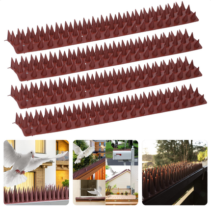 Cheqo® Anti-Klim Strips - Anti-Inbraakstrips - Flexibele Kunststof Strips - 4 Stuks - 50 x 10 x 2,5 cm - Bruin - Tegen Dieven - Dieren - Katten - Vogels - Duivenwering - Vogelwering - Kattenverjager - Vogelpinnen - Balkon - Kunststof - Tuinbeveiliging Antiklimstrips