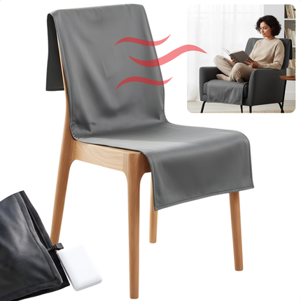 Cheqo® Verwarmd Stoelkussen - Elektrisch Kussen - Draadloos Warmtekussen - Oplaadbare Accu - Meerdere Warmtestanden - Stoelverwarmer - Stoelverwarming - Stoel Verwarming - Compact En Licht - Stoelverwarming