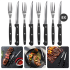 Cheqo® BBQ Steakmessen en Vorken Set - Steakmes - Barbecue Bestek - 8-delig - RVS Zwart - Perfect voor BBQ