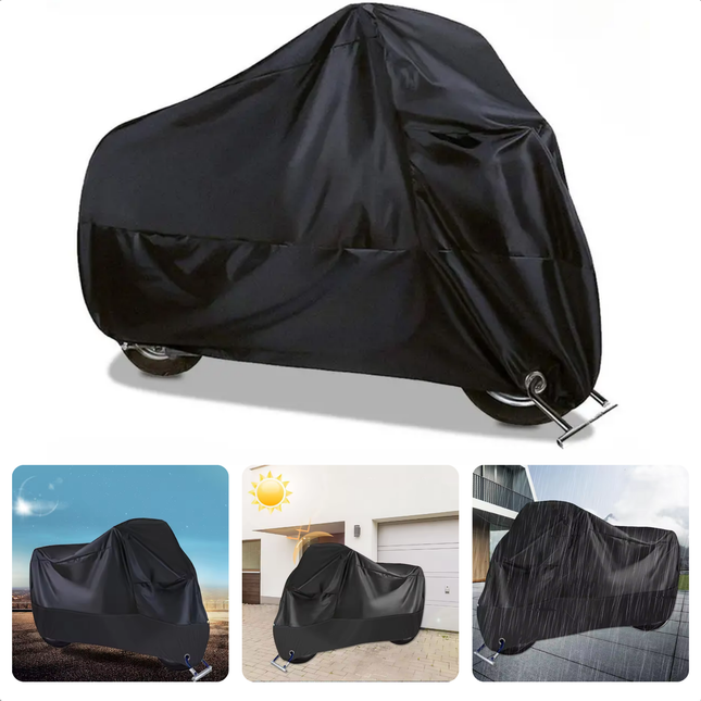 Cheqo® Fietshoes voor motor en fiets, zwart polyester, waterdicht en UV-bestendig, beschermt tegen regen en zon.