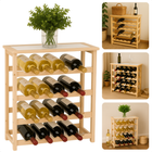 Cheqo® Luxe Houten Wijnrek - Wijn Rek Hout - Wijnflesrek - Flessenrek voor 16 Flessen - Compact Design - Grenen Hout
