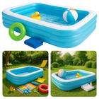Cheqo® Opblaasbaar Zwembad - Opblaaszwembad - Familiezwembad - Rechthoekig - Vinyl met Brede Zijwanden