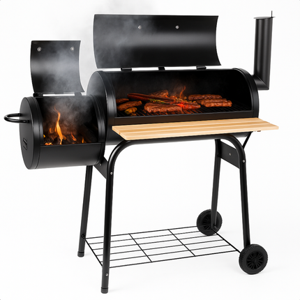 Cheqo® Houtskool Barbecue - BBQ - Smoker Barbecue Grill - Rookoven - 2-in-1 Barbecue en Smoker - Houtskool