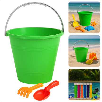 Cheqo® Plastic Emmer - Strand Emmer - Zandbak Speelgoed - Emmertje - Emmer - Kinderspeelgoed Buiten - Met Handvat voor Strandplezier