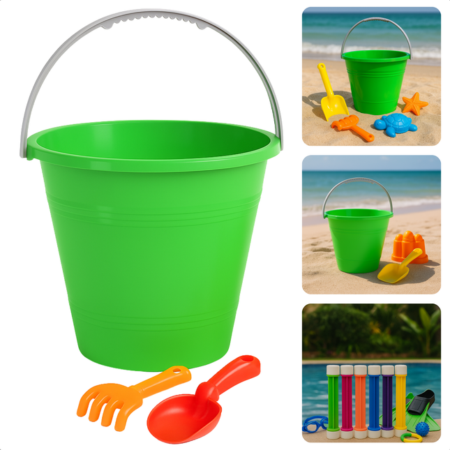 Cheqo® Plastic Emmer - Strand Emmer - Zandbak Speelgoed - Emmertje - Emmer - Kinderspeelgoed Buiten - Met Handvat voor Strandplezier