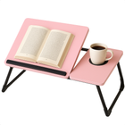 Cheqo® Verstelbare Laptoptafel - Laptopstandaard - Laptop Tafel - Opklapbare Bedtafel MDF - Banktafel Anti-slip - Ontbijttafel - Ontbijt op Bed Tafel - Metaal - Roze