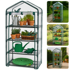 Cheqo® Mini Kas 4 Lagen - Kweekkas met Opbergruimte - Compacte Tuinkas voor Groente Kweken - Foliekas - Moestuin - Weerbestendige Plantenkas - Kweekkas