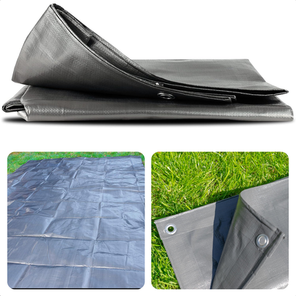 Cheqo® Waterdicht Dekzeil 2x3 m - Afdekhoes - Afdekzeil Herbruikbaar - Grijs - Voor Bescherming Buiten - Voor Auto's, Meubelen, Tuinset - Autohoes - Meubelhoes