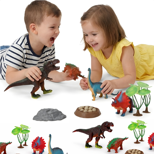 Cheqo® Dinosaurus Speelfiguren - Dinosaurus Figuren Set - Dinosaurus Speelgoed Set - Dinosaurus Speelset - T Rex Speelgoed - Brachiosaurus Speelgoed - Stegosaurus Speelgoed - Ankylosaurus Speelgoed - Dinosaurus Set Kinderen