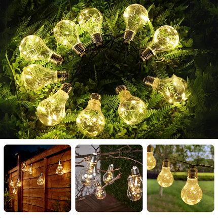 Cheqo® Decoratieve Tuinverlichting - Lichtsnoer - Lichtslinger - 450cm Warm Wit Snoerverlichting met 10x5 LED Lampen - Geschikt voor Buiten - IP44 Adapter - Feestverlichting voor Buiten