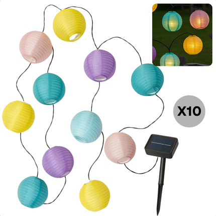 Cheqo® Solar Lampionnen Slinger - LED Lampionnen - Tuinverlichting Op Zonne-Energie - Buitenverlichting Lichtslinger - Kleurrijke Lampionnetjes - Solar Lichtsnoer - Sfeerverlichting Buiten - Zonnepaneel Verlichting - Feestverlichting Tuin