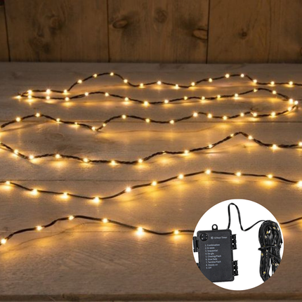 Cheqo® Kerstverlichting - Kerstboomverlichting - Kerstlampjes - 192 LED - 14.5M - Voor Binnen en Buiten - Timer - 8 Lichtfuncties - Lang Snoer - Extra Warm Wit - Sfeerverlichting - Feestverlichting - Op Batterijen