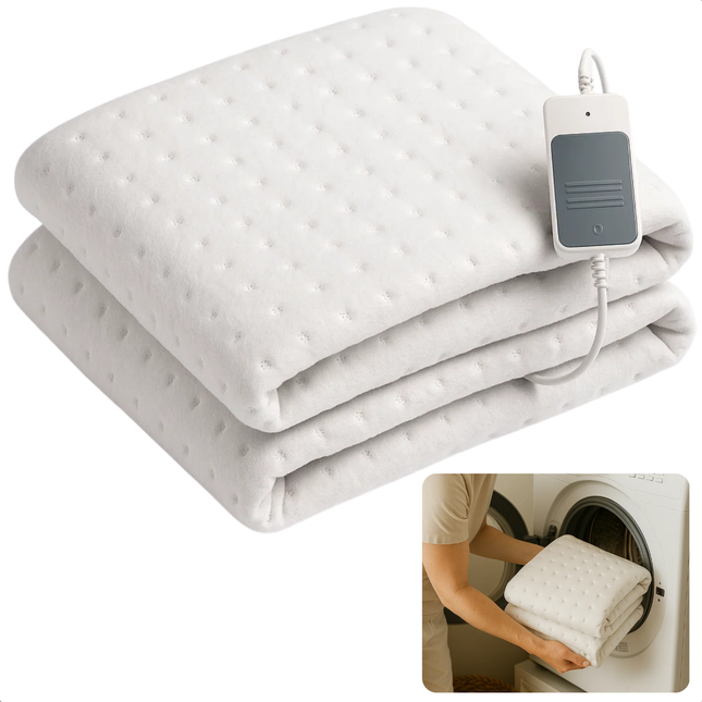 Cheqo® Elektrische Onderdeken - Warmtedeken - 1 Persoons Deken - 3 Warmtestanden - Wasmachine Veilig - Ingebouwde Thermostaat - Comfortabele Warmte - Ontspanning Van Spieren - 80x150 cm - Handwasbaar - Dubbele Veiligheidsisolatie
