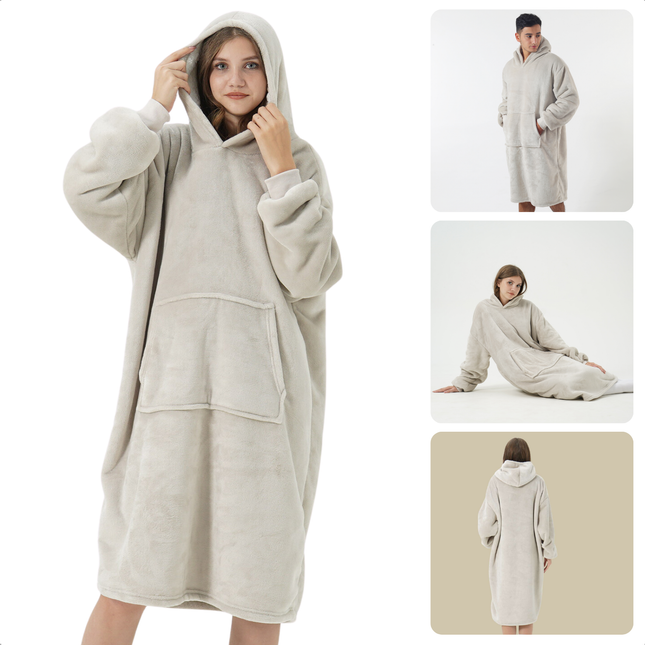 Cheqo® Hoodie Deken met Mouwen - Warme Fleece Plaid - Unisex 110x70 cm - Zacht Flanel