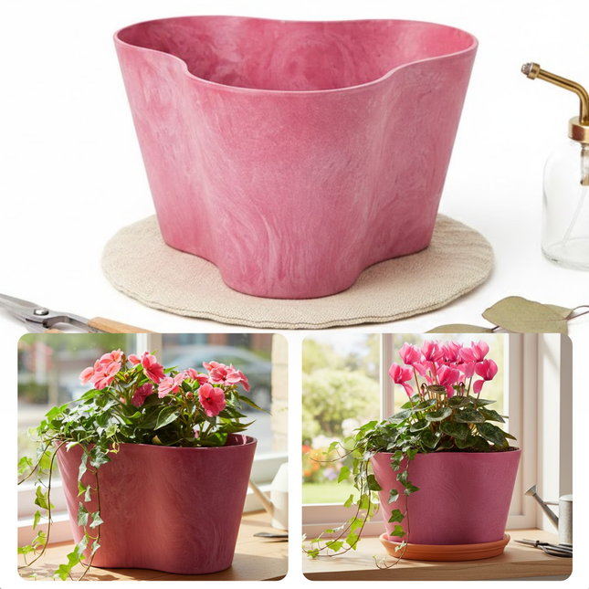 Cheqo® Bloempot Roze - Plantenpot Roze - Bloempot - Plantenpot - Sierpot Roze - Sierpot - Pot voor Kamerplant - Bloempot voor Binnen - Bloempot voor Buiten - Plantenpot voor Binnen - Plantenpot voor Buiten - Bloempot met Drainage