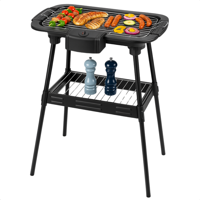 Cheqo® Elektrische BBQ 2-in-1 - Rookvrij - Tafelbarbecue Voor Binnen & Buiten - Elektrische Barbecue - BBQ voor Camping & Tuin