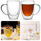 Cheqo® Dubbelwandige Theeglazen - Theeglas - Koffieglazen - Cappuccino Glazen - Latte Macchiato Glazen30cl Borosilicaat - Vaatwasserbestendig - Set van 2