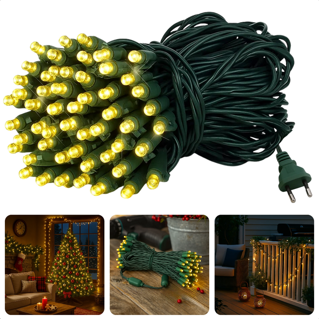 Cheqo® Kerstverlichting - Kerstlampjes - Kerstboomverlichting Buiten en Binnen - 240 LED Lampjes - Warm Wit Licht - LED Lichtsnoer - Geschikt voor Binnen en Buiten - 18 Meter Lichtsnoer - IP44 Beschermklasse