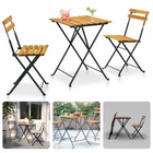 Cheqo® Bistroset - Inklapbare Metalen Tuinmeubelset - Teaklook Bistroset voor Balkon - Tuinset - Tafelset