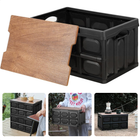 Cheqo® XL Opbergkrat - Boodschappenkrat met Deksel - Vouwkrat met Deksel - Inklapbaar - 55L - Kunststof en MDF Deksel