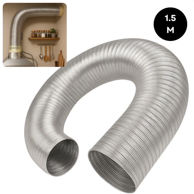 Cheqo® Luchtafvoerslang Aluminium - 120 Mm Diameter - 1,5 Meter Lengte - Lucht Afvoer Slang - Ventilatie Slang